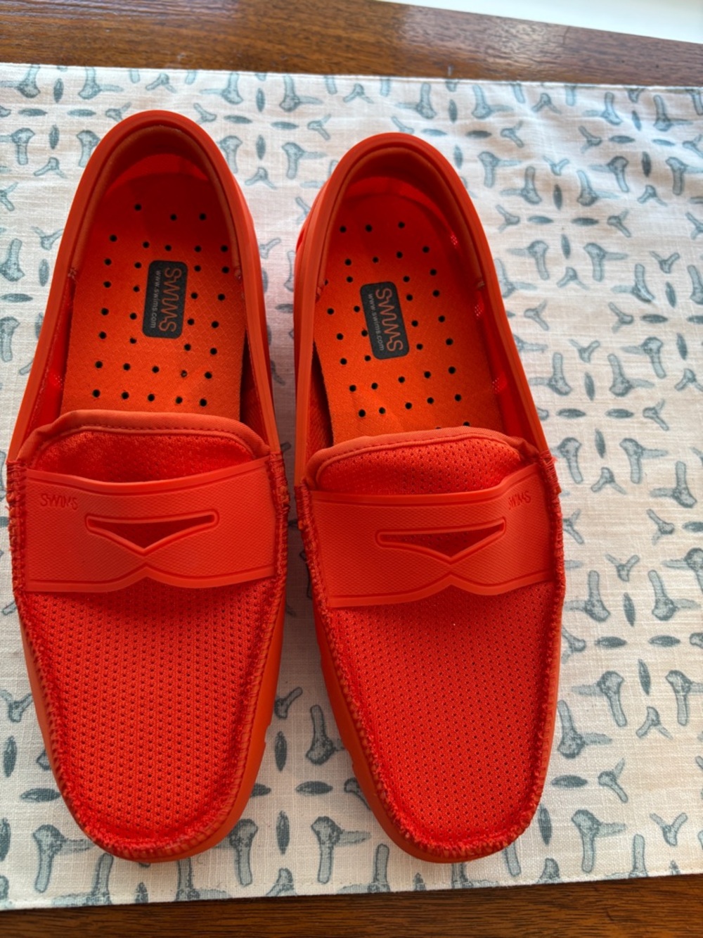 Brand New SWIMS Mens Loafers Braided Lace Slip On Summer Shoes Orange US 8